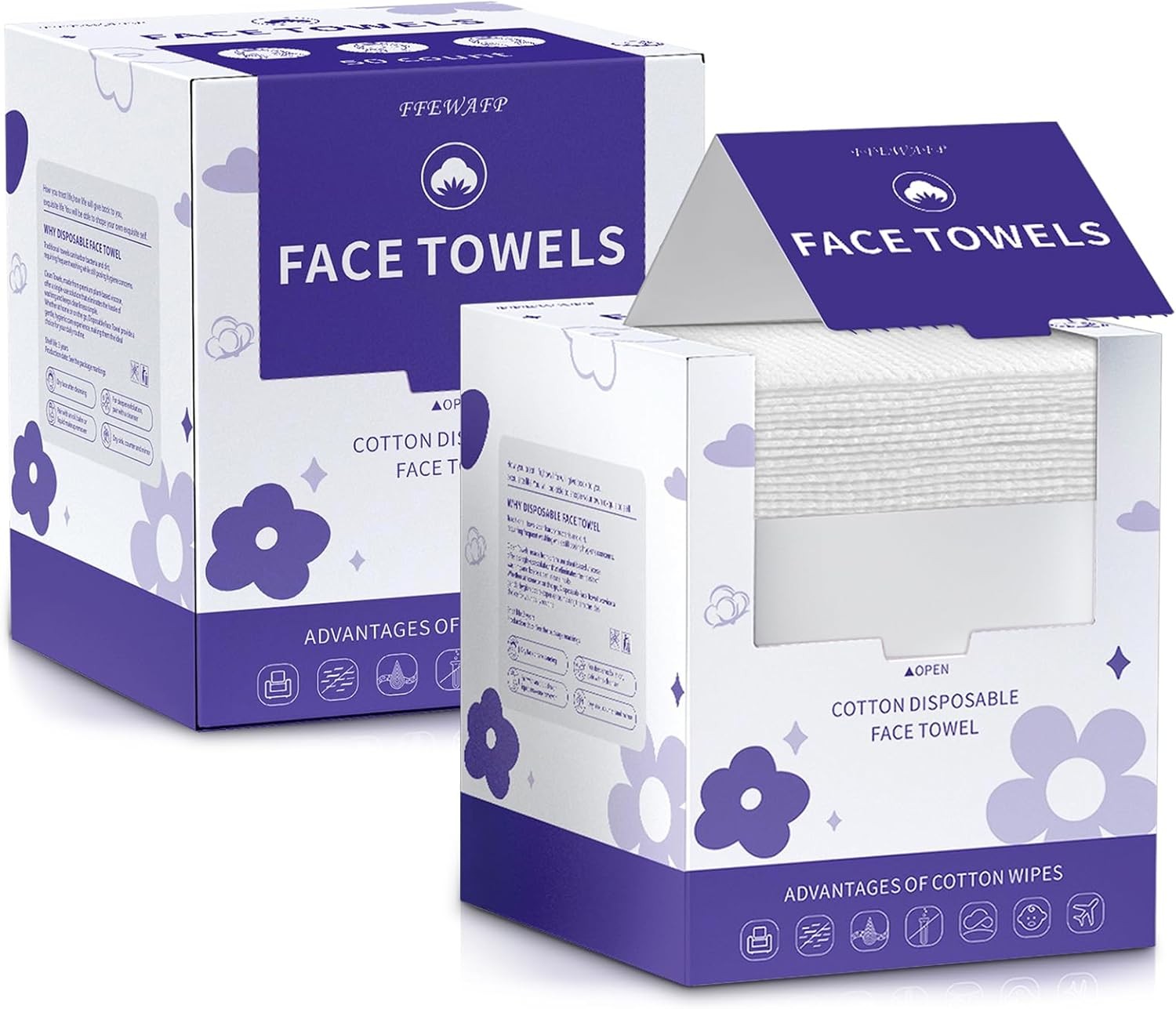 Face Towels, Disposable Face Towelette, Makeup Remover Dry Wipes 100 Count(2