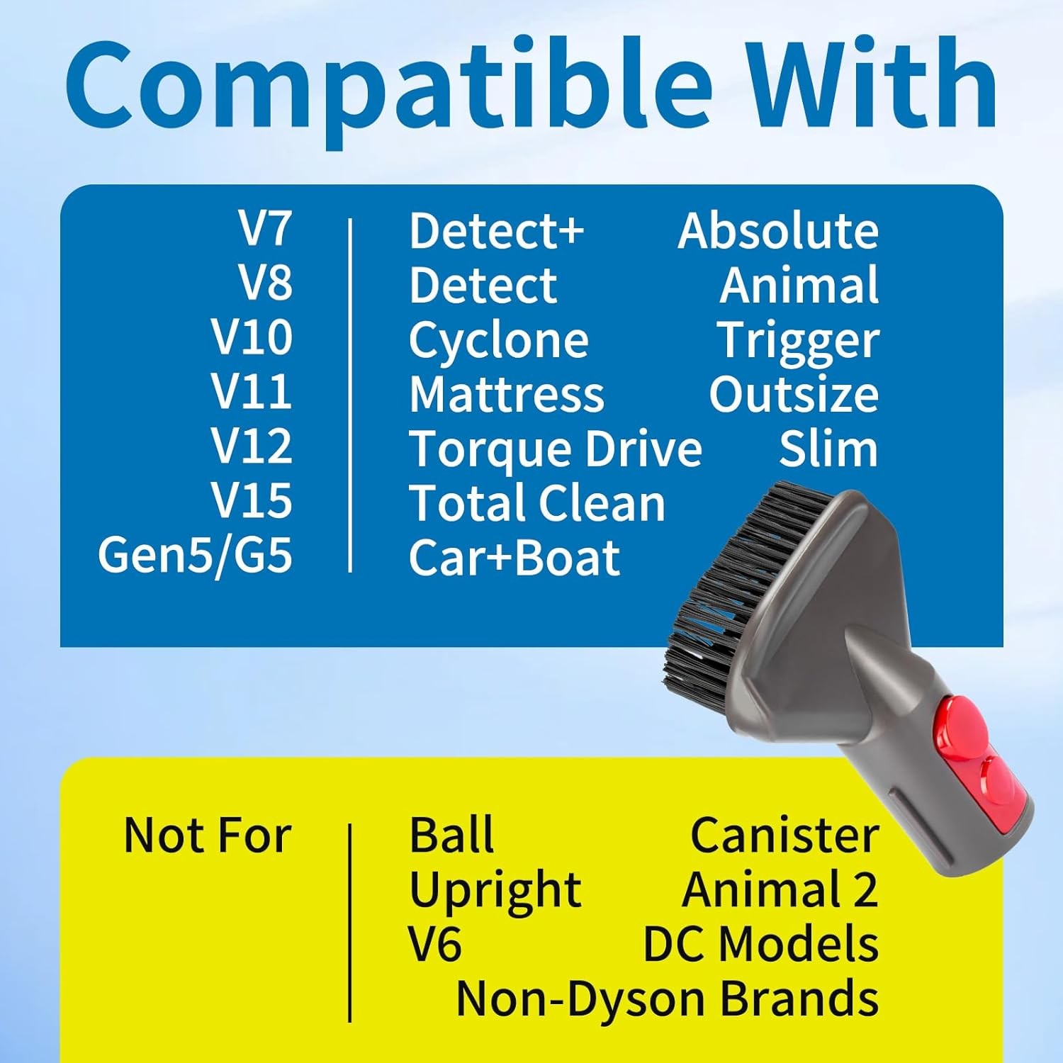 Stubborn Dirt Brush Vacuum Attachment Compatible for V7 V8 V10 V11 V15 Vacuum