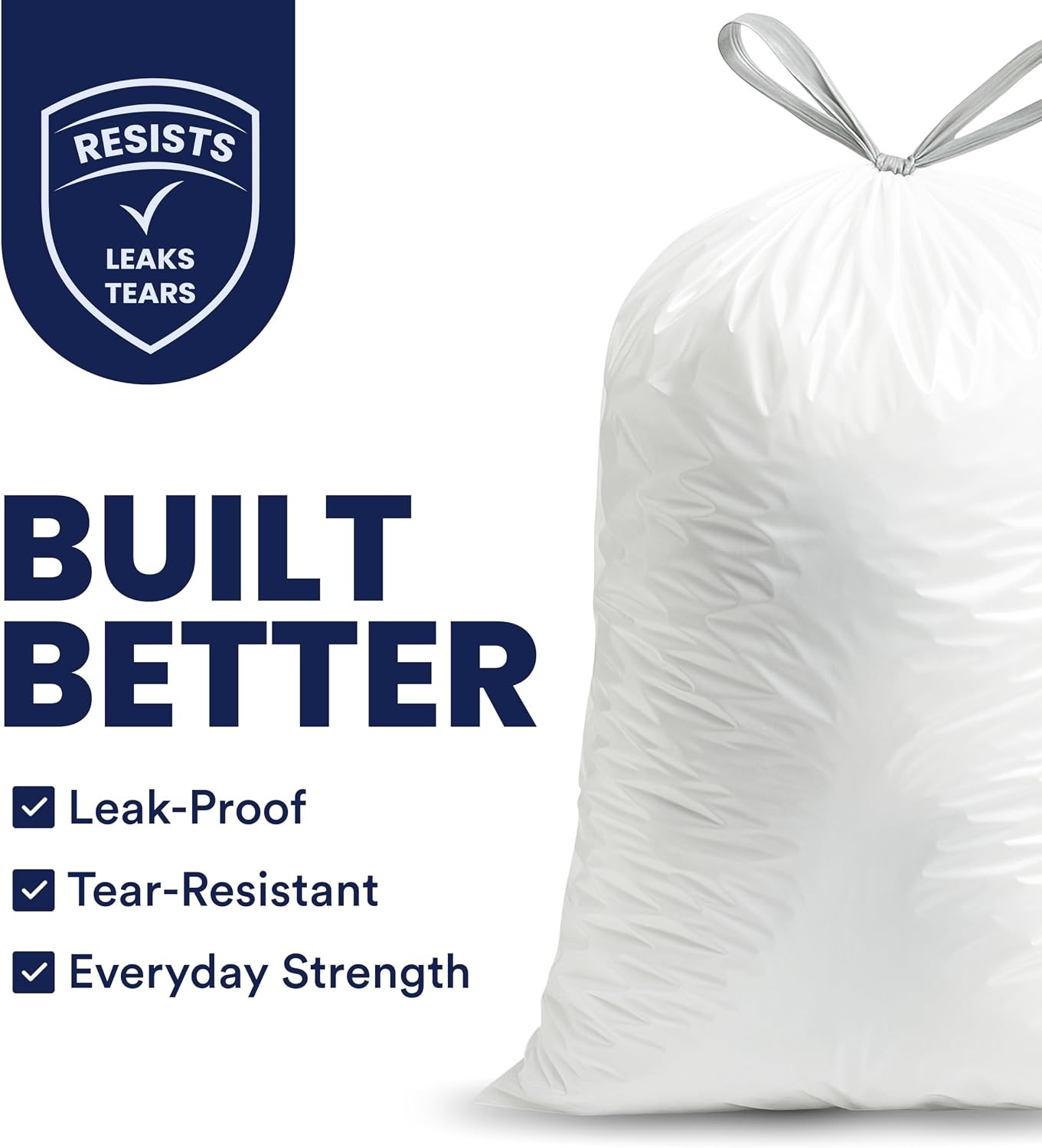 8 Gallon Trash Bags -White Drawstring Garbage Can Liners – 200 Count