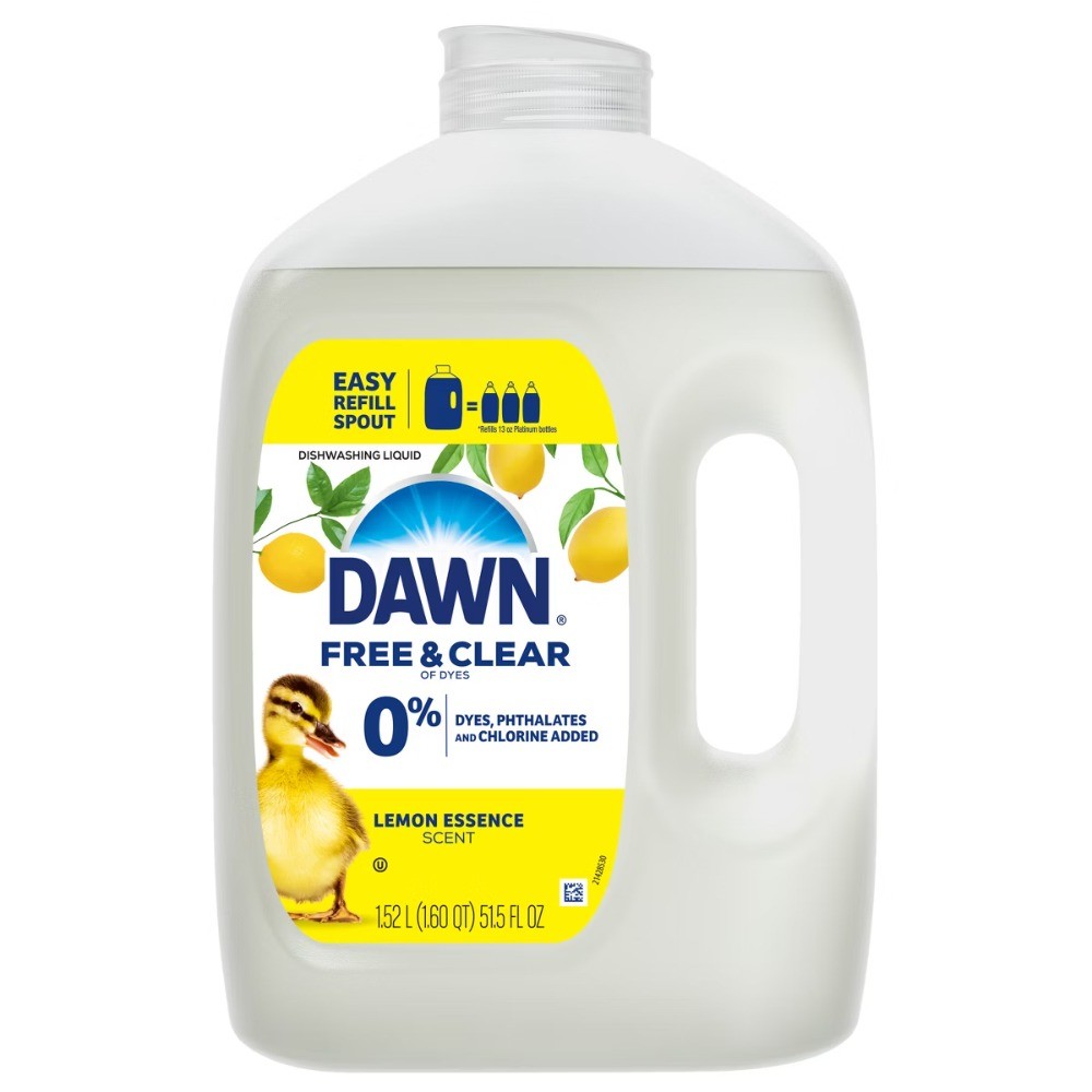 Dawn Free & Clear Lemon Dish Soap – 51.5 fl oz, Liquid Refill
