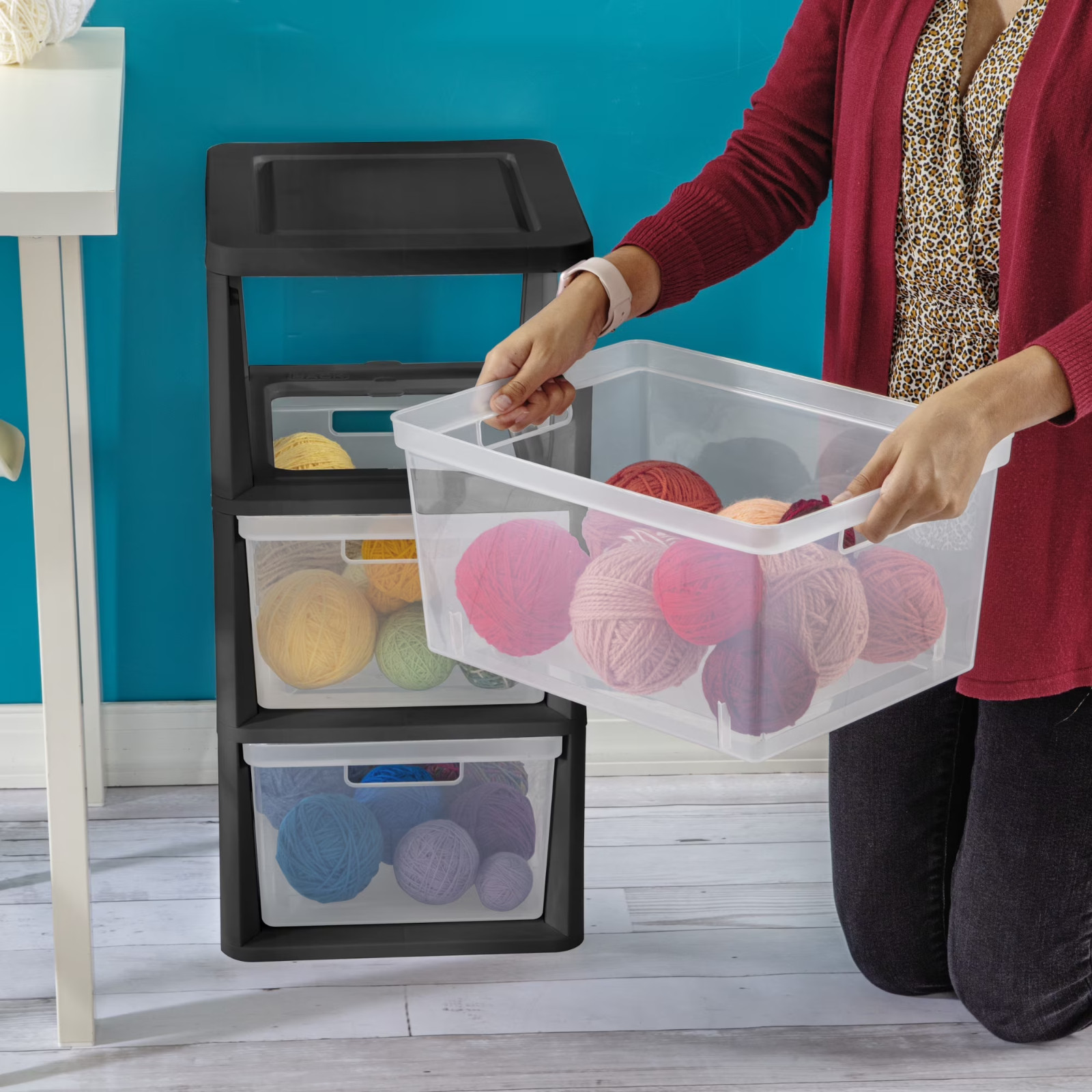 (2 pack) Sterilite 3 Drawer Tower Plastic Storage Organizer Black