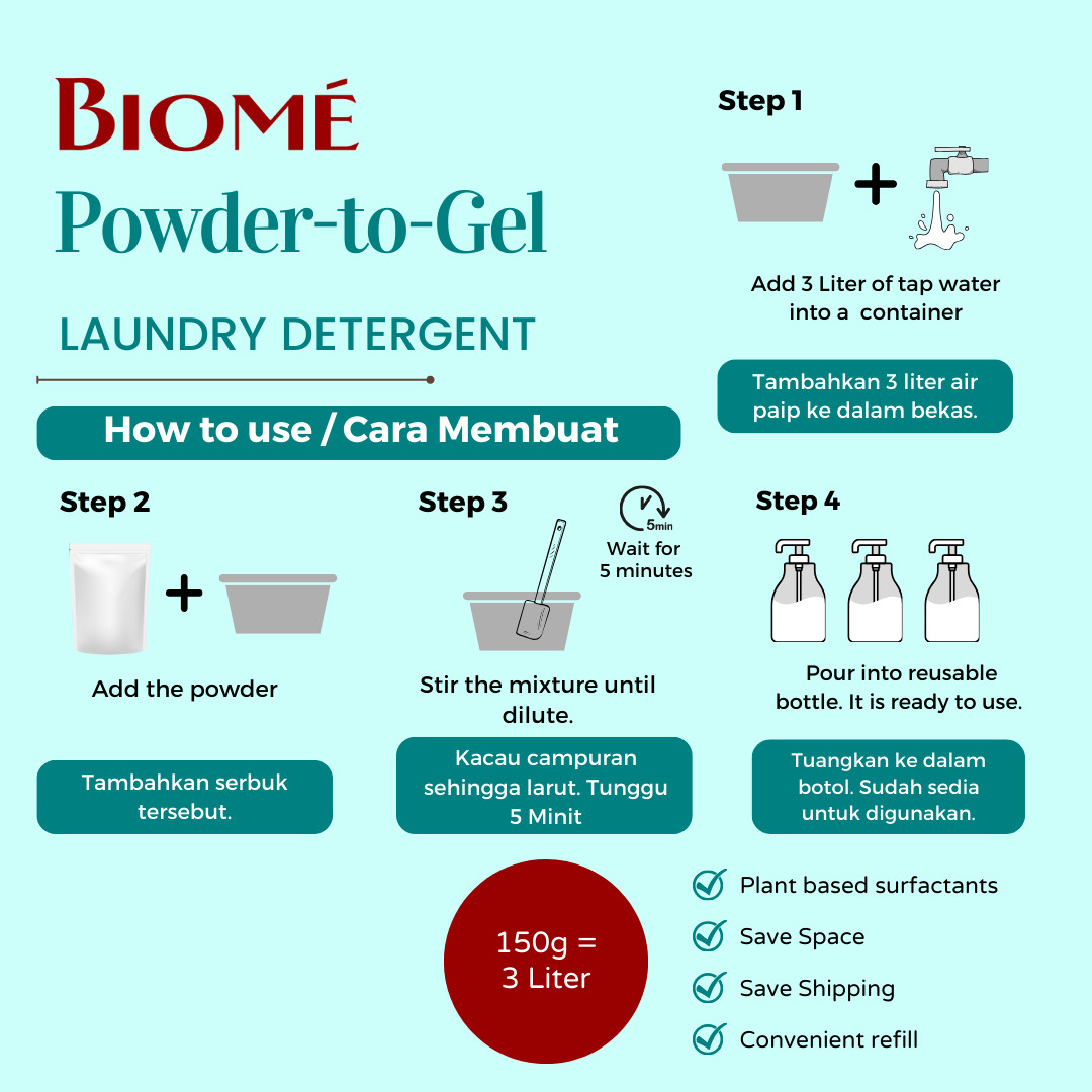 [8 Pack] MALAYSIA Powder-to-Gel Laundry Detergent Soap 150g – 3L [Free Shipping]