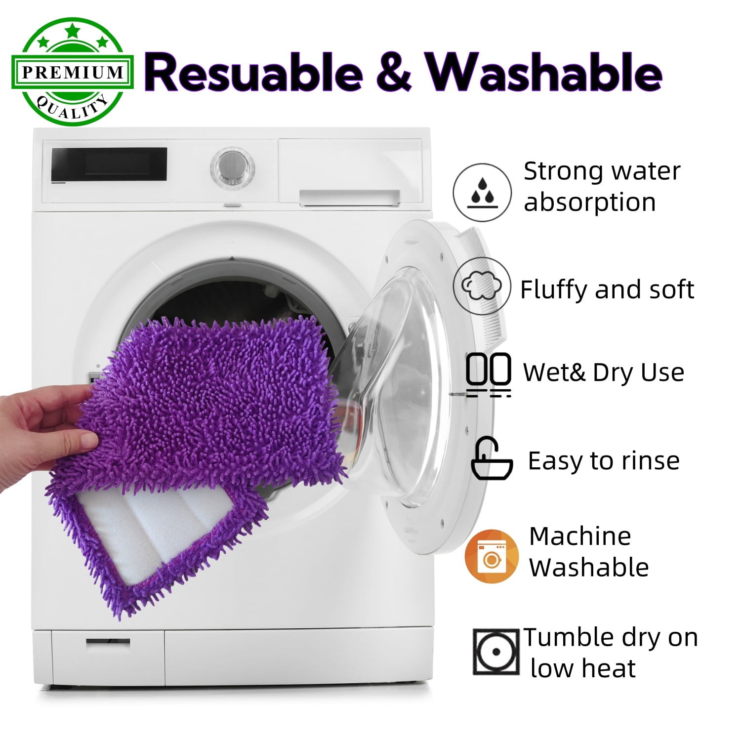 2~4 Pack Reusable Power Mop Washable Microfiber Pads Fit For 13″-15″ Mops