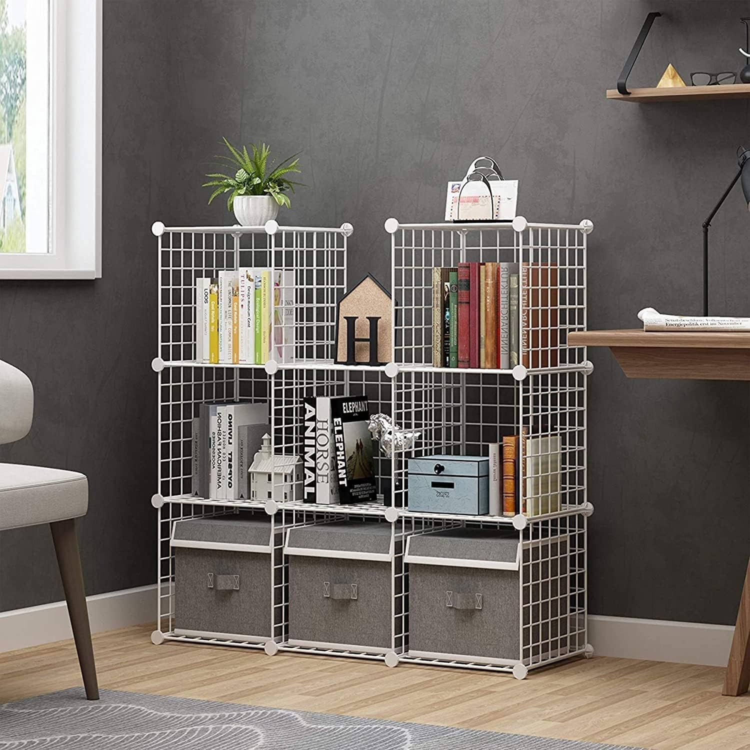 Wire Cube Storage, 9-Cube Organizer Metal, Wire C Grids Storage, Storage Bins…