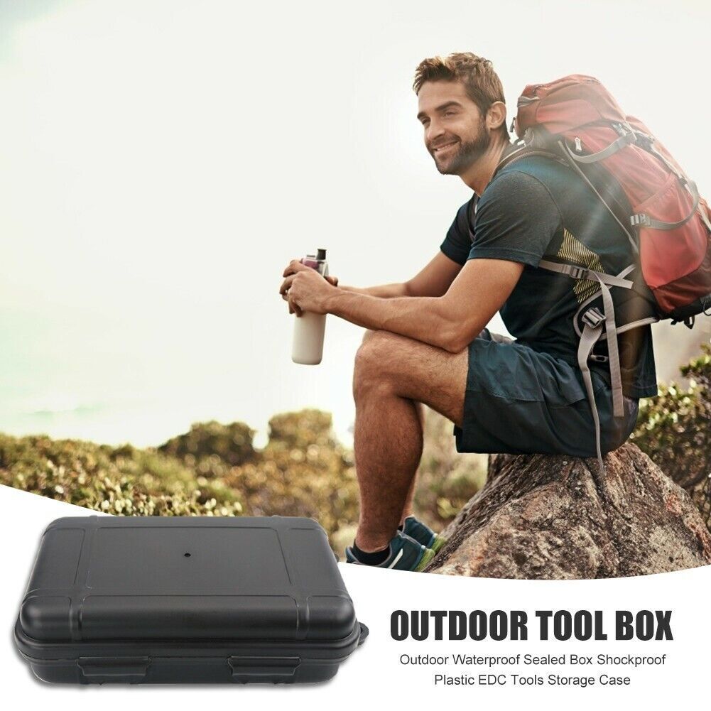 4pcs Black Plastic Sealed Storage Box Waterproof Case Dust-proof Dry Outdoor NEW