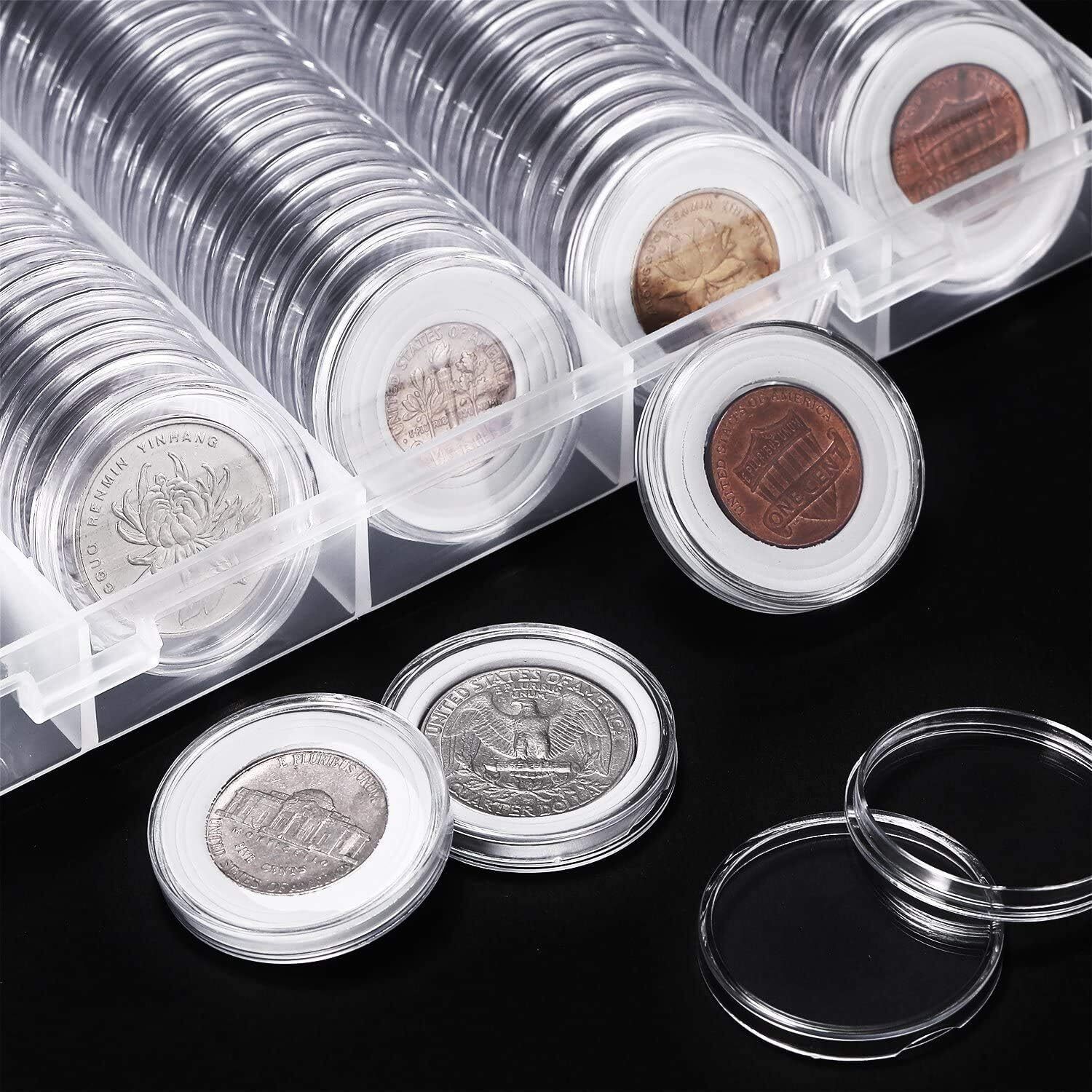 41mm Clear Plastic Coin Capsules, Silver Dollar Coin Holder, 60PCS Coin Box US