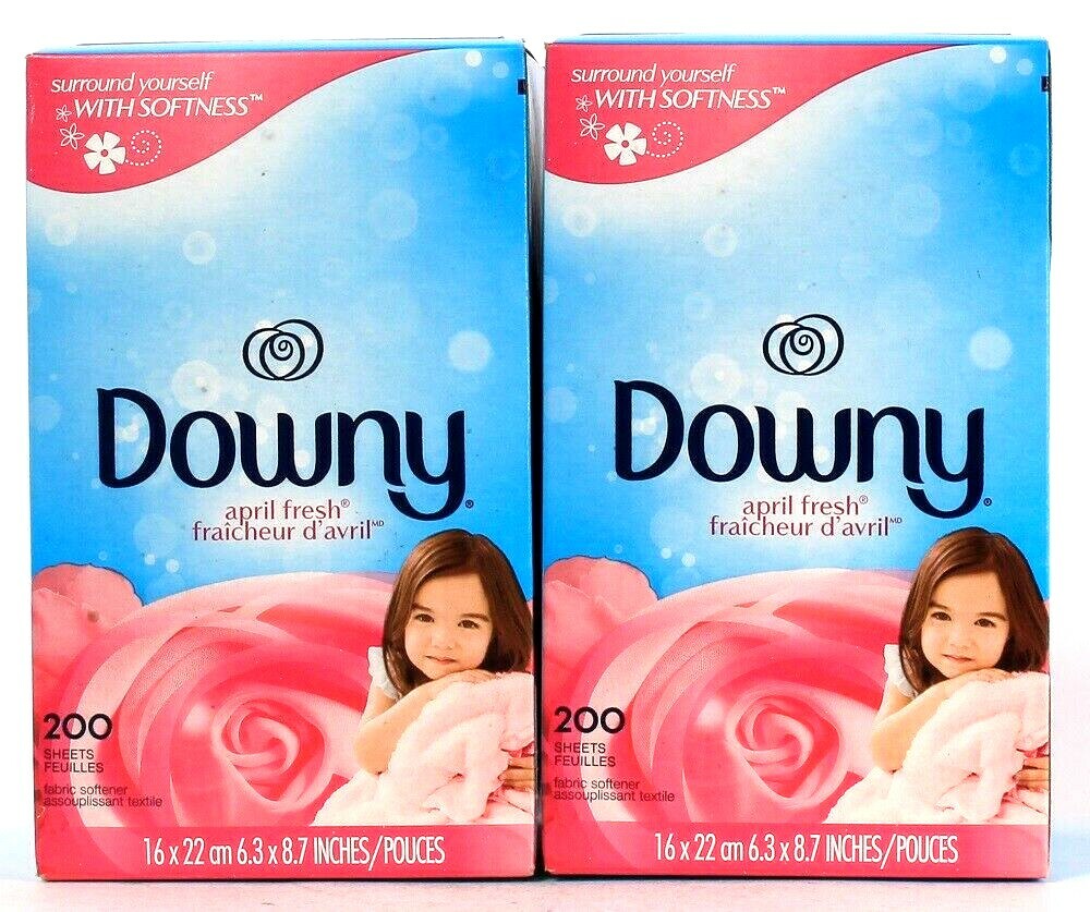 2 Boxes Downy April Fresh 200 Count Fabric Softener Sheets With Softness