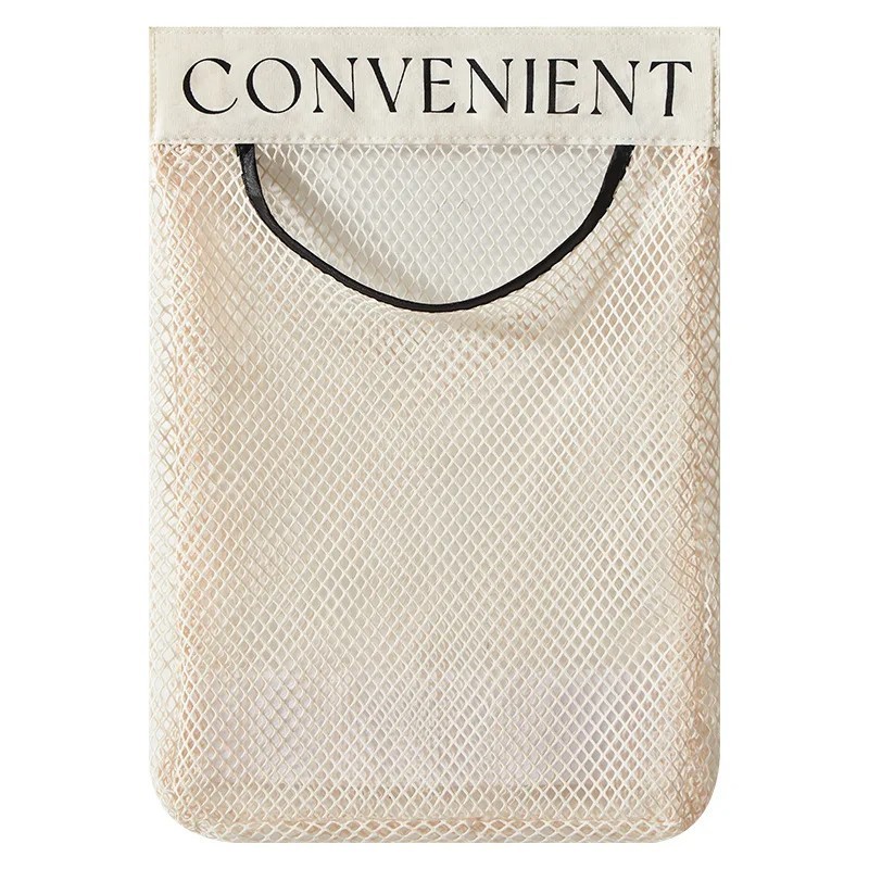 Trash Bag Holder Dispenser Sticky Wall Mount Mesh Convenient Storage Organizer