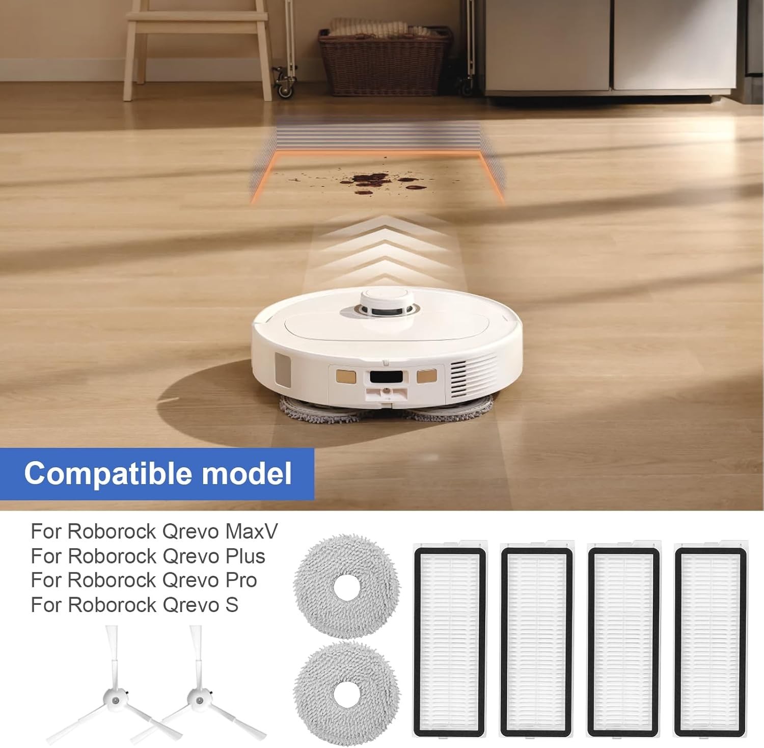 Accessories Kit for Roborock Qrevo MaxV/Qrevo Pro/Qrevo S Robot Vacuum Cleane…