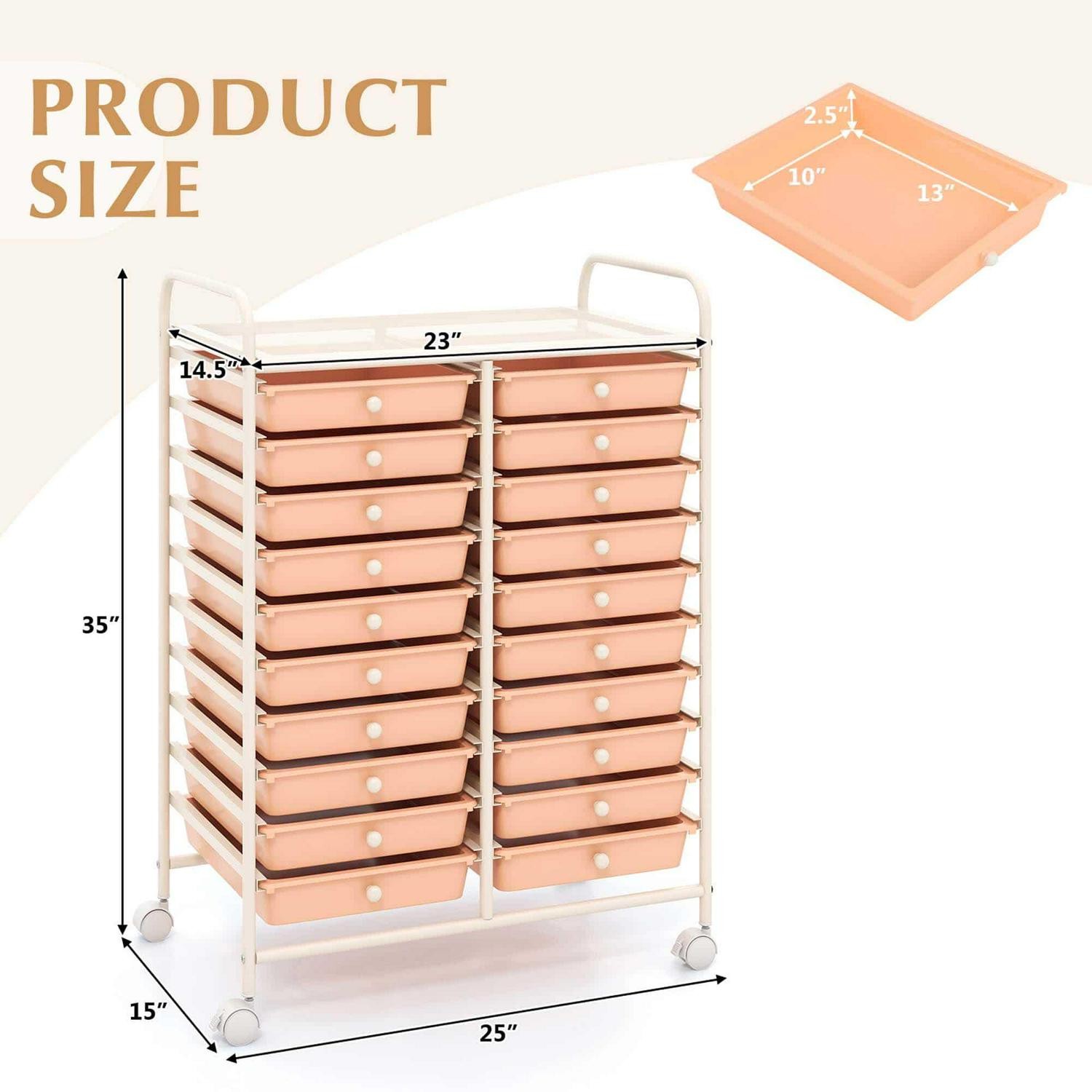 Costway 20 Drawers Rolling Cart Storage Scrapbook Paper Studio – See Details