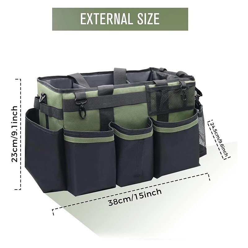 Cleaning Caddy Bag with spray bottle & Towls,Shoulder strap & waist belt.Green