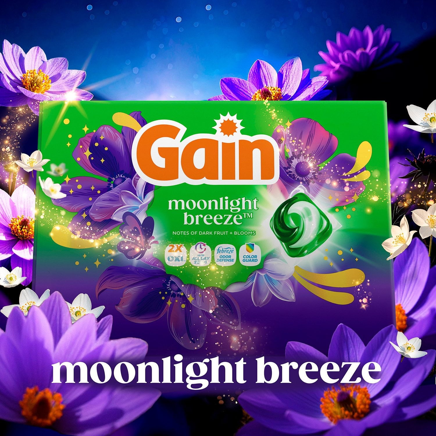Gain Flings Laundry Detergent Pacs, Moonlight Breeze, 152 ct.
