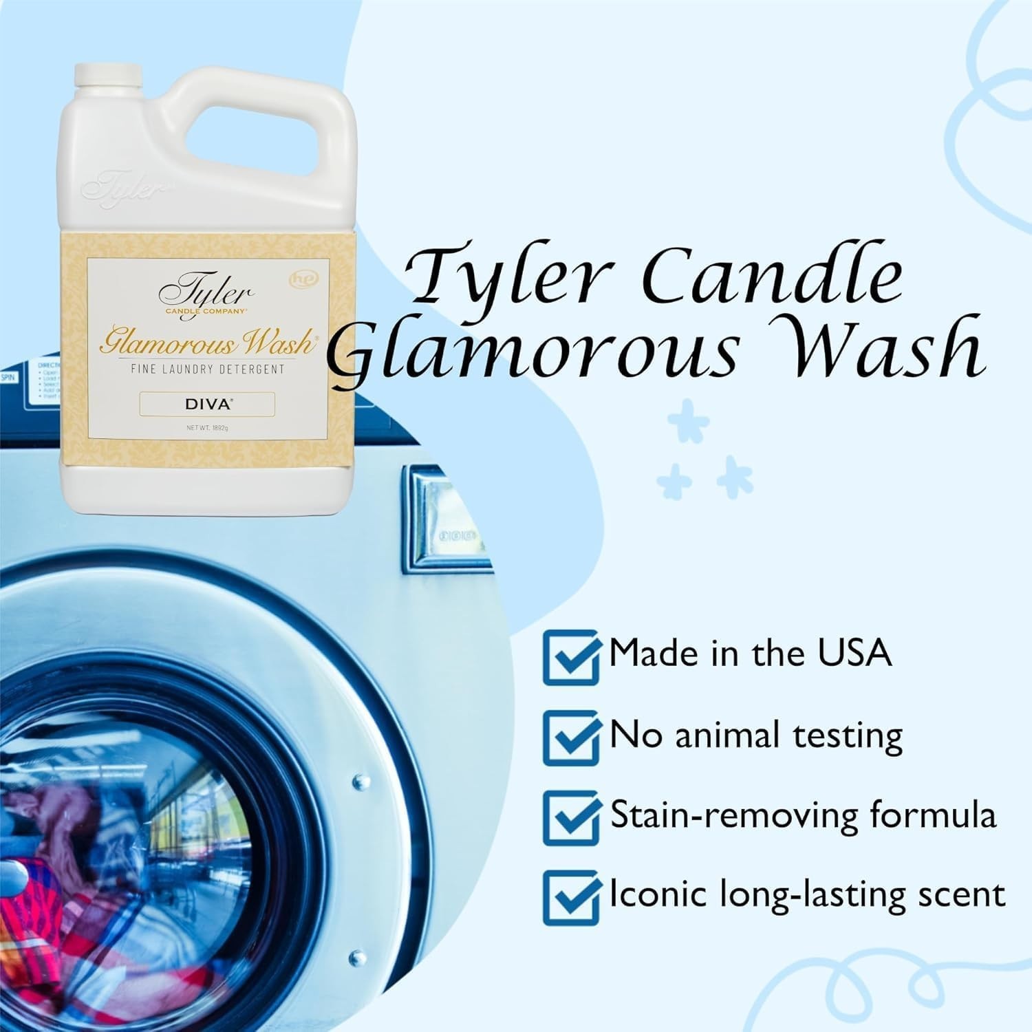 Tyler’s Diva Glam Wash Laundry Detergent, 64 Fl oz Pack of 1 Packaging.
