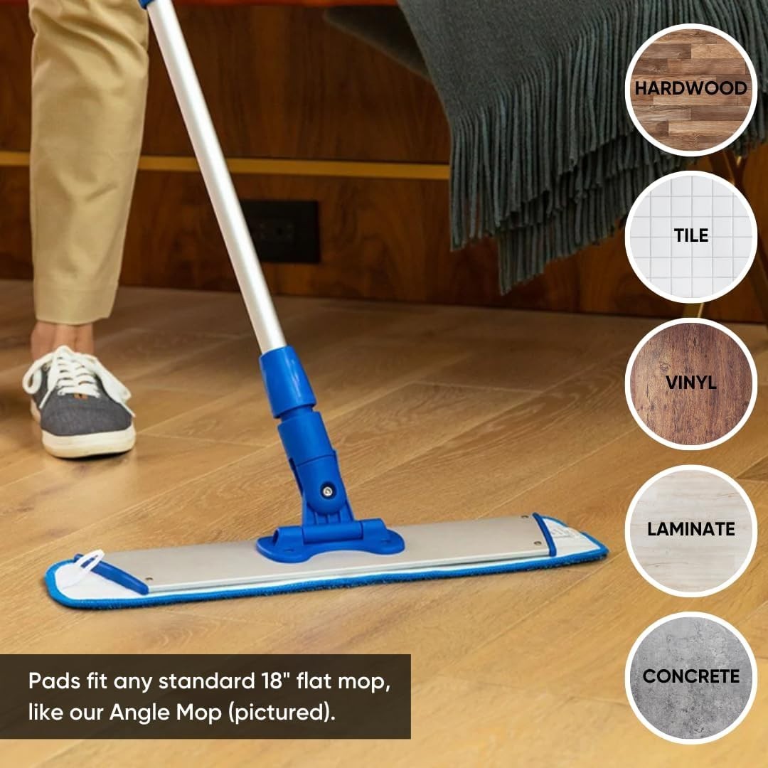 3 Pack of Reusable 18-Inch Microfiber Mop Pads – Compatible with Any Mop Frame