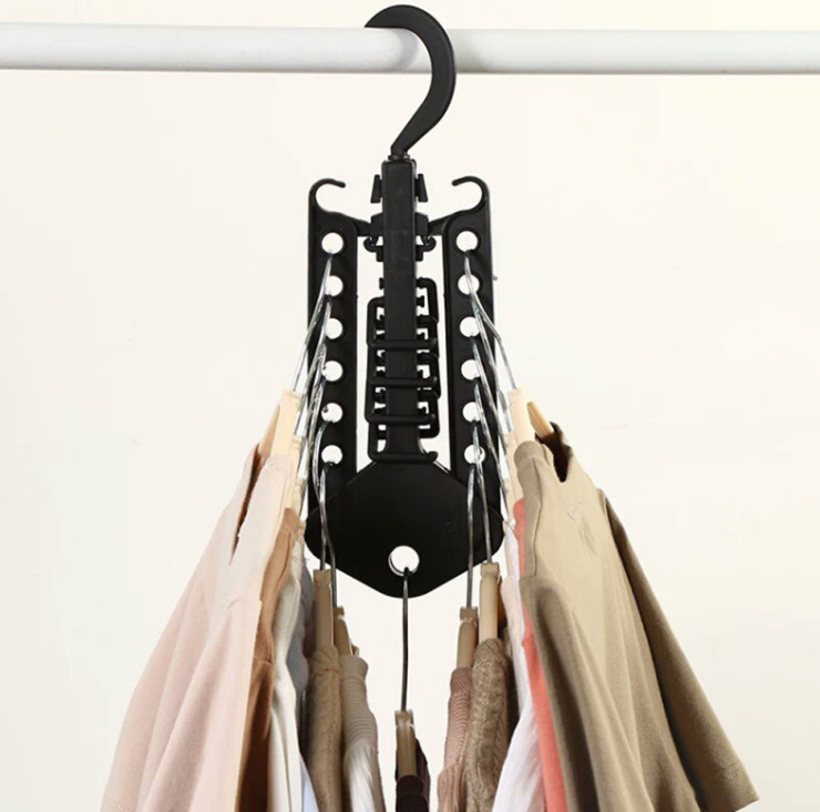 Telescopic Clothes Hanger Space Saving Folding Hook Rack Wardrobe Organizer