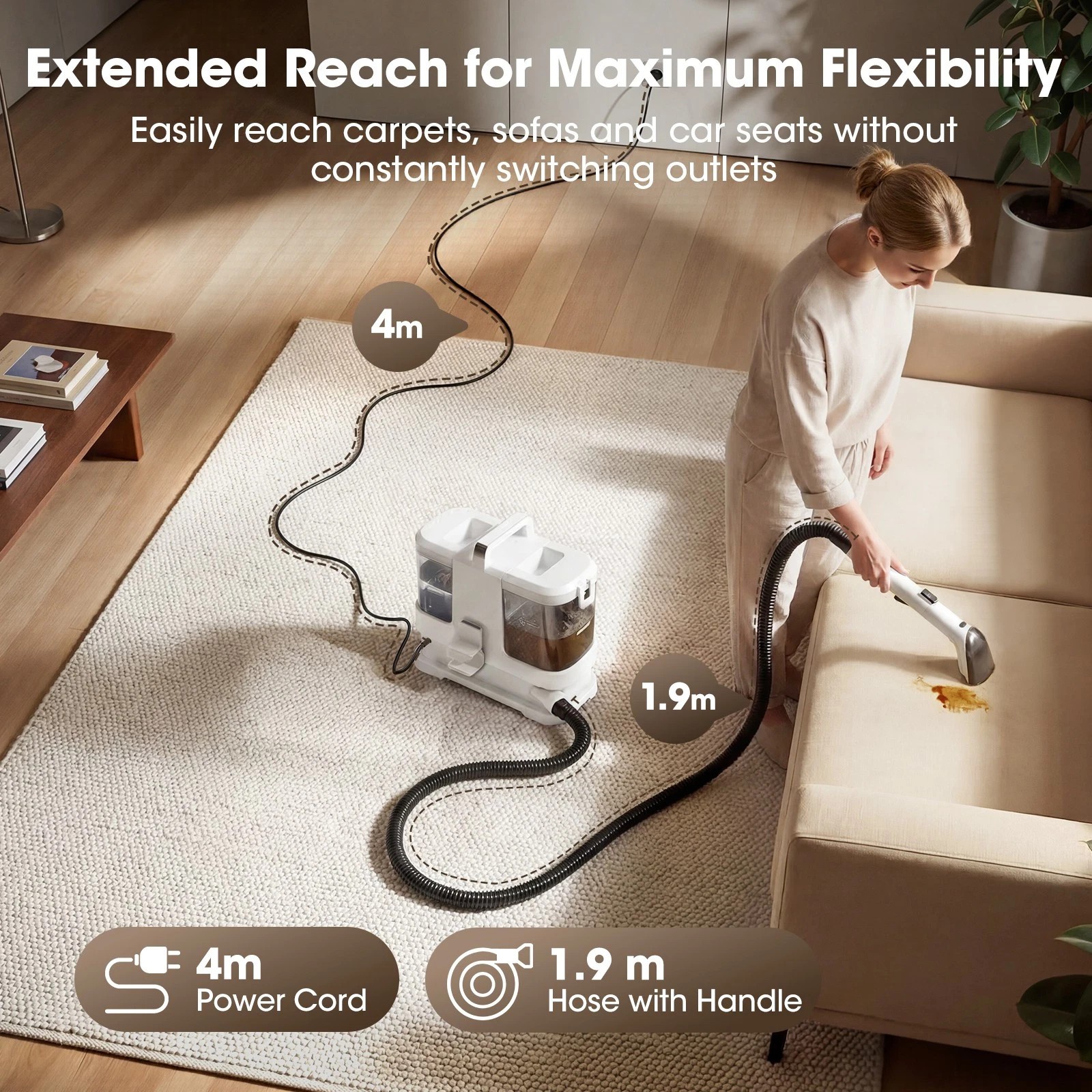 V2 600W Portable Carpet &Upholstery Cleaner Machine Stain Remover Compact 16KPA