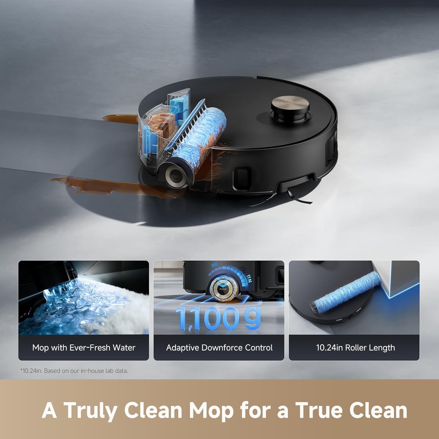 DREAME Aqua10 Roller Black Robot Vacuum 30,000Pa Suction｜Certified Refurbished