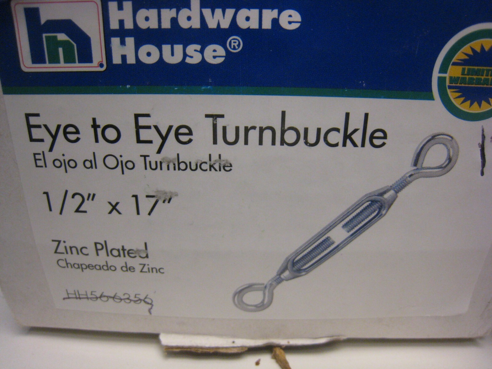 3 yes 3 pieces Turnbuckles Eye/Eye 1/2″ x 17″ Zinc plated Hardware House 512418