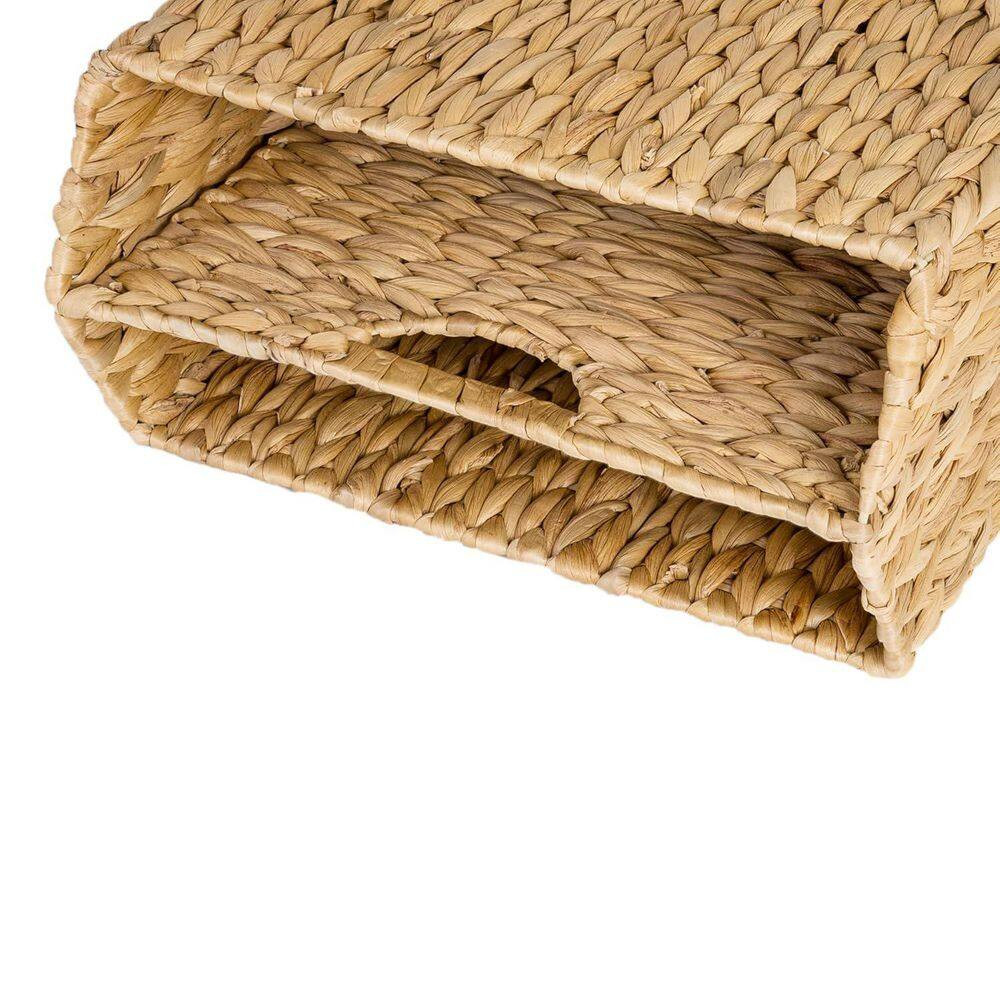 Brown 14.3 In. X 11.5 In. Water Hyacinth Freestanding Magazine Rack