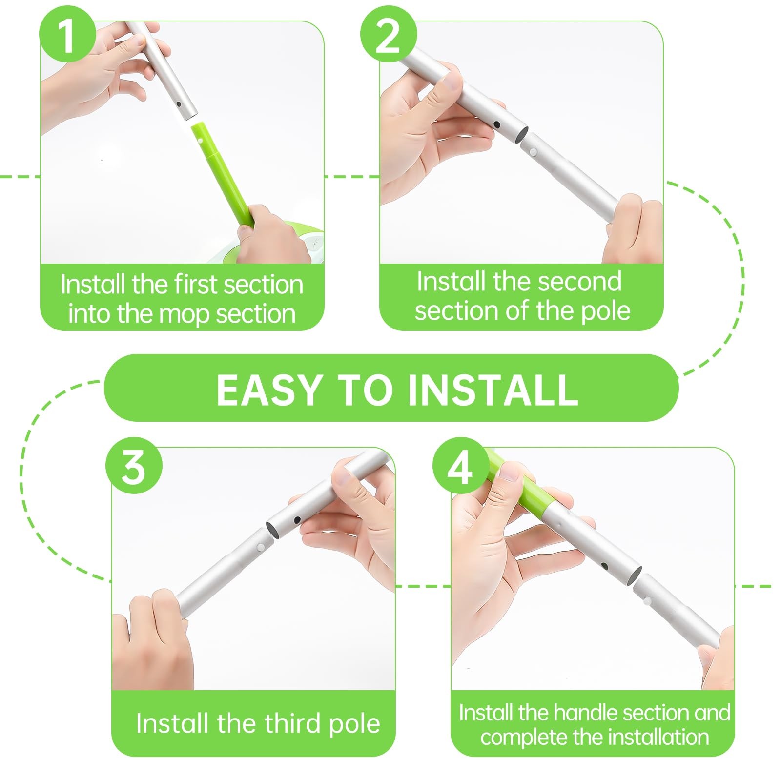 Mop Handle with Swiffer, Green Extra Long Detachable Mop Handle for Swiffer D…