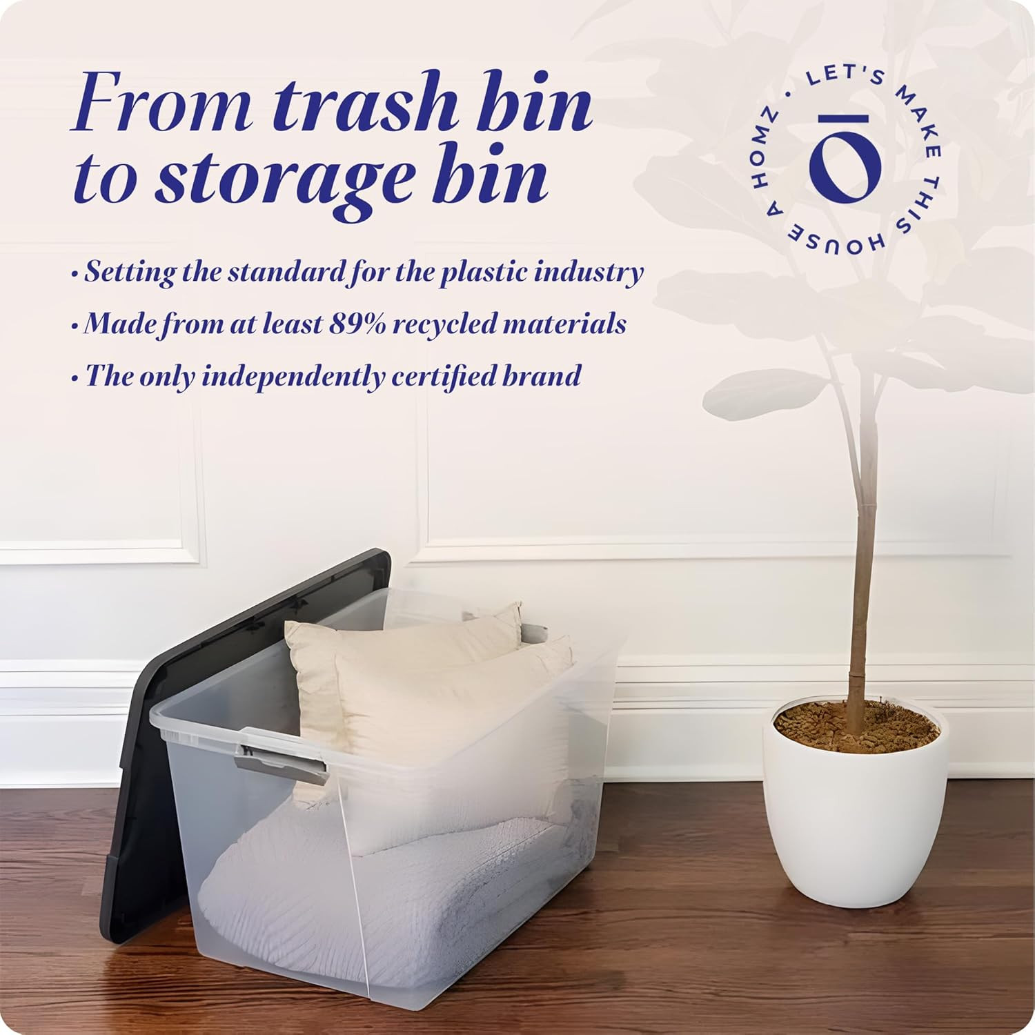 4-Pack Secure Latch, Clear Plastic Storage Organizer Bins, 64 Quart, Gray Lid –