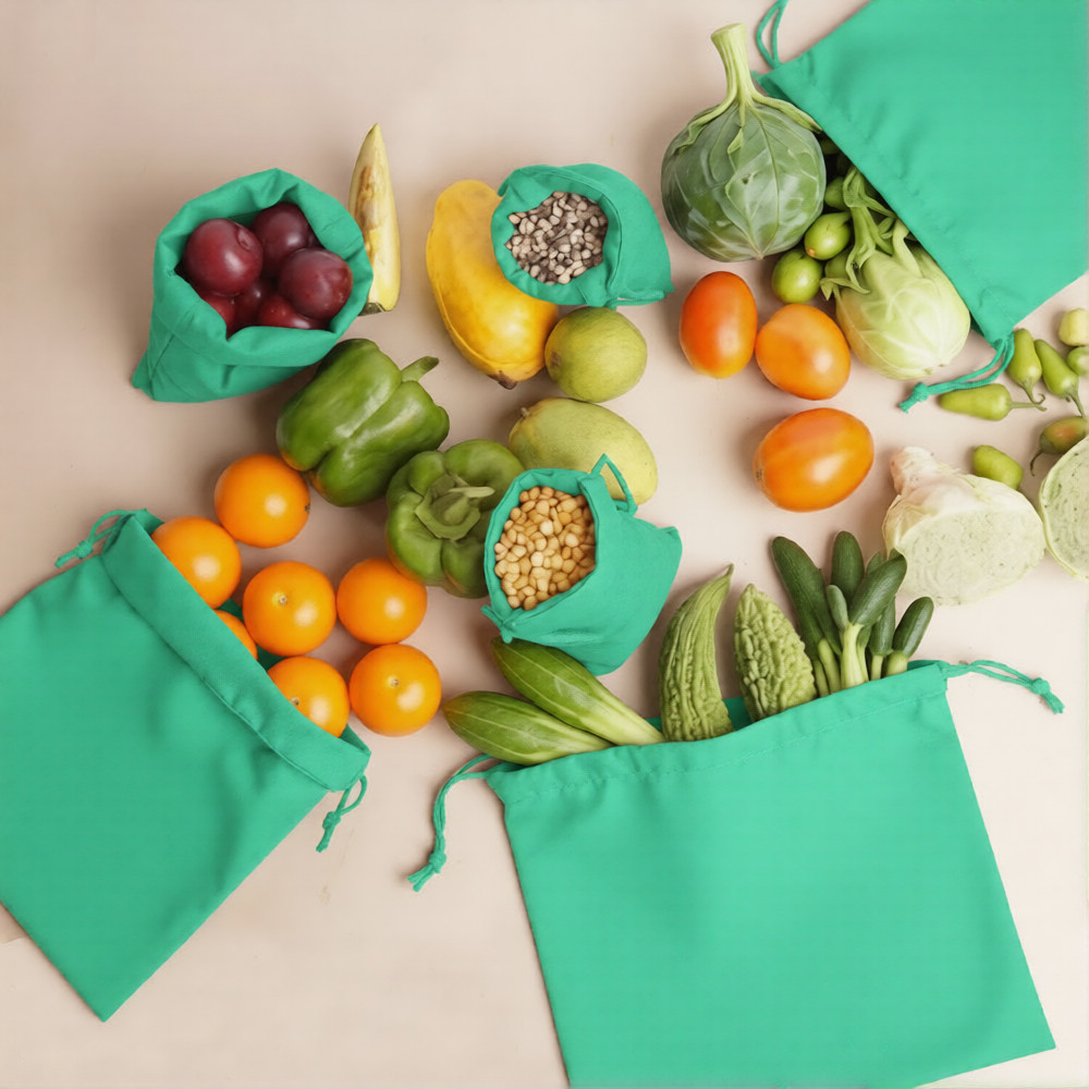 CharkaBags – 12 x 16 Inches Green Single Drawstring Reusable Washable Muslin Bag