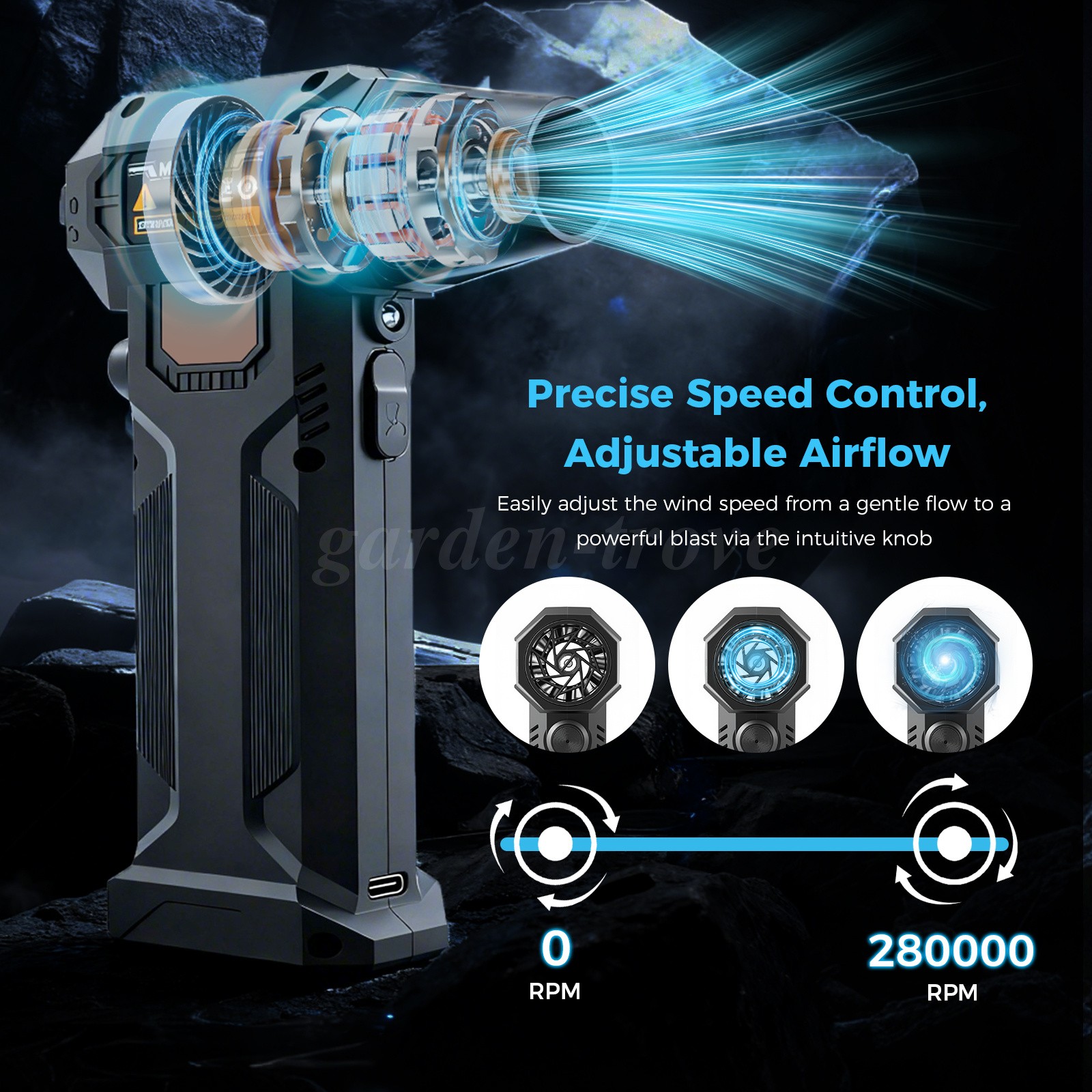 280000RPM Electric Air Duster Cordless Mini Jet Dry Blower Portable Turbo Fan US
