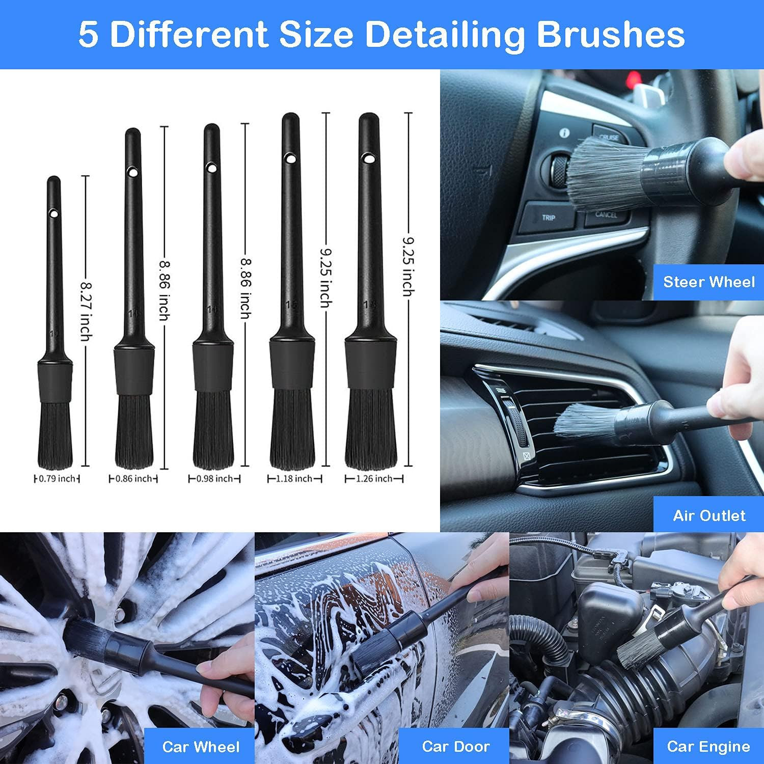 20Pcs Car Wheel Tire Detailing Brush Set,Car Detailing Kit,Car Detailing Brushes