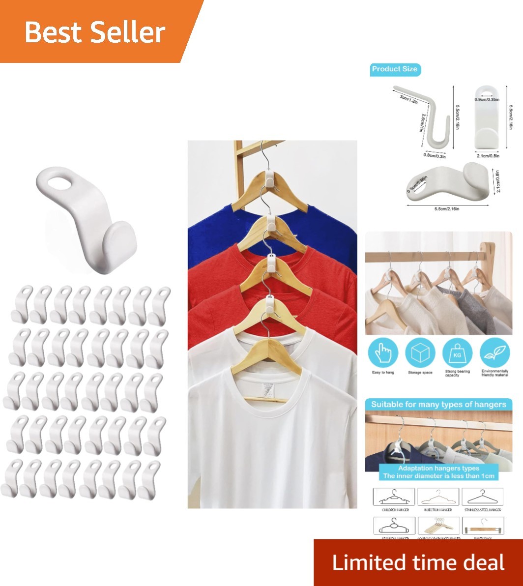 40 PC White Space Saving Hangers for Efficient Closet Management – 10 lbs Max