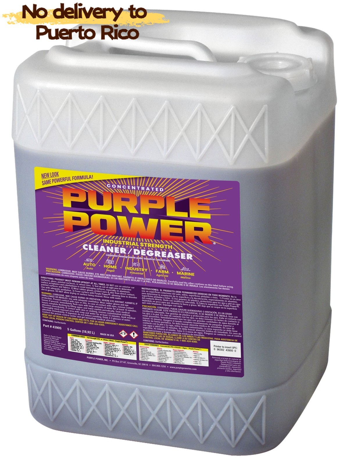 Purple Power Industrial strength Cleaner Degreaser, 5 Gallon new