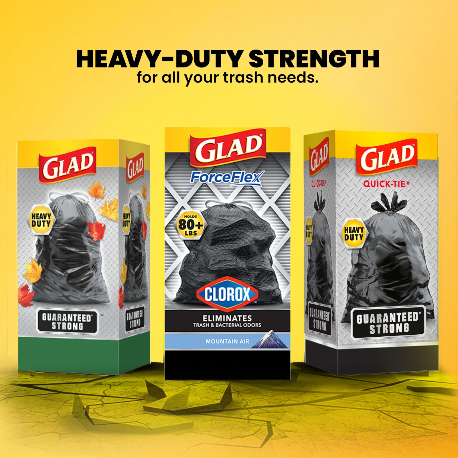 Glad ForceFlex Clorox 30 Gallon Trash Bags 50 Count Mountain Air Scent