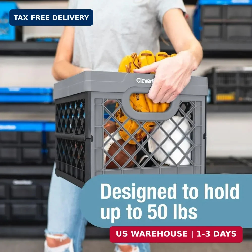 Collapsible Milk Crate 25L (6.6 Gal), 50 lb Capacity Heavy Duty Folding Crate –