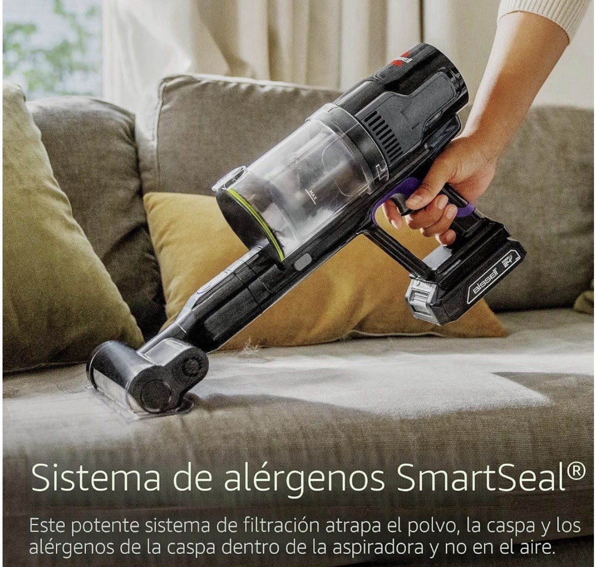 BISSELL Cordless Bagless Stick Vacuum Tangle-Free 40 Min Purple