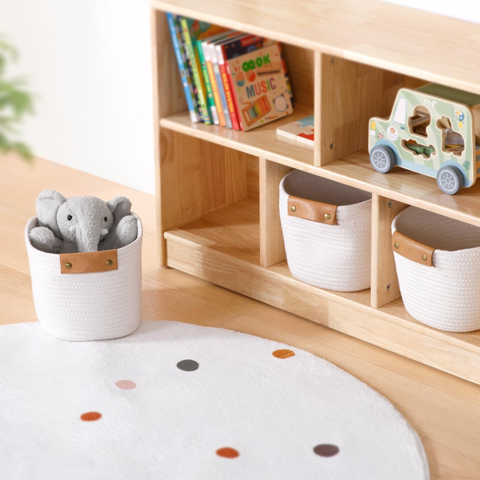 3 PCS White Storage Baskets Shelves Organizing Toys Home 11.4×9.4×7.4 Inch