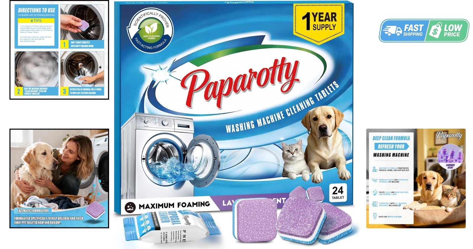 Mamouris Clean Washing Machine Cleaner Tablets – 24 Pack for a 12 Supply