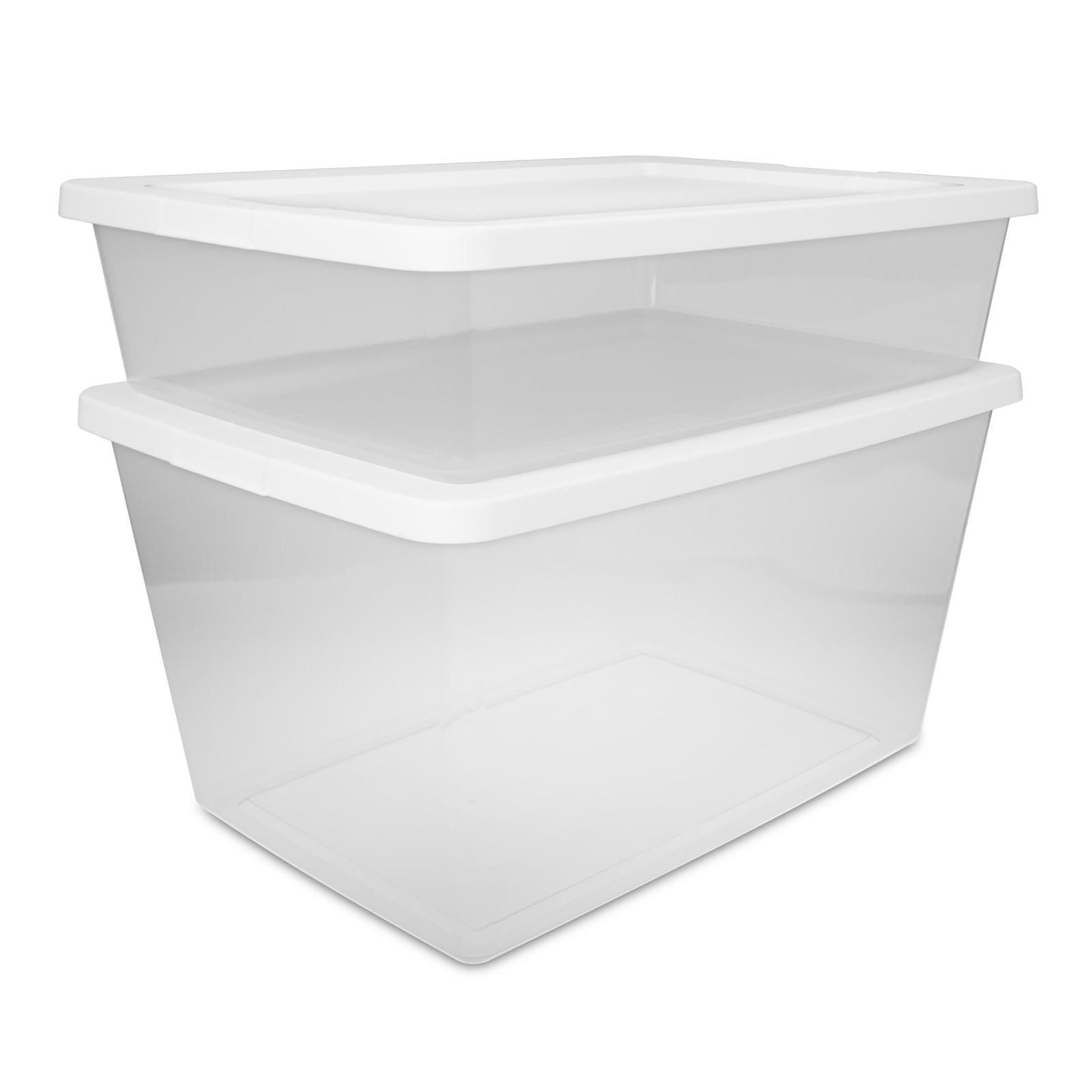 58 Quart Medium Storage Bin, Clear Plastic Storage Container with Snap-On Lid