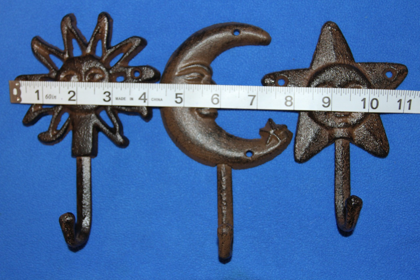 3pc Celestial Design Wall Hooks,SUN MOON STAR,Kitchen-Bath Decor,H-16,27B,82B