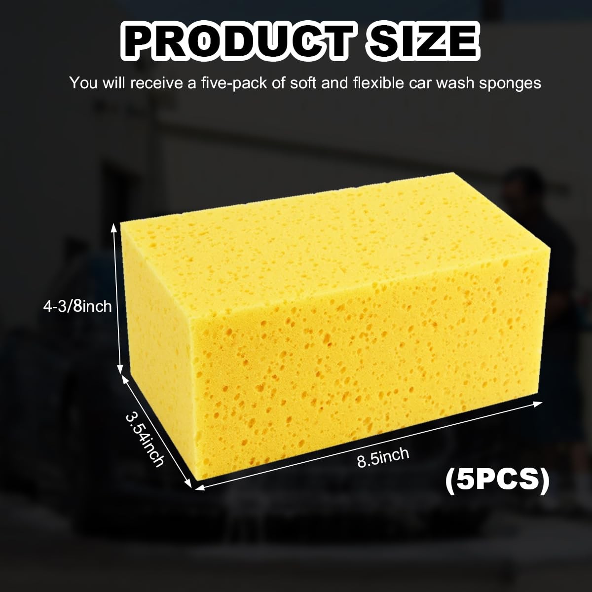 5PCS Car Wash Sponges, 8.5″×4.4″×3.5″ Large Extra Soft Coral Non Scratch Spon…