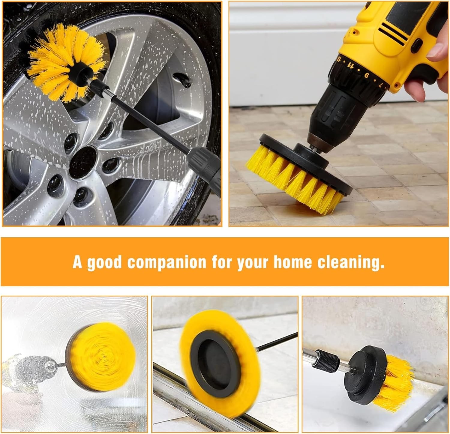 8 Pcs Drill Brush Attachment Set, Power Cleaning Scrub Brush Kit with Extend Lon