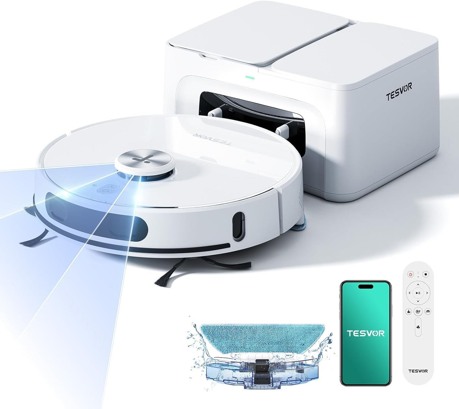 Tesvor S8 Max Robot Vacuum & Mop Self Emptying Station 8000Pa Suction Hard Floor