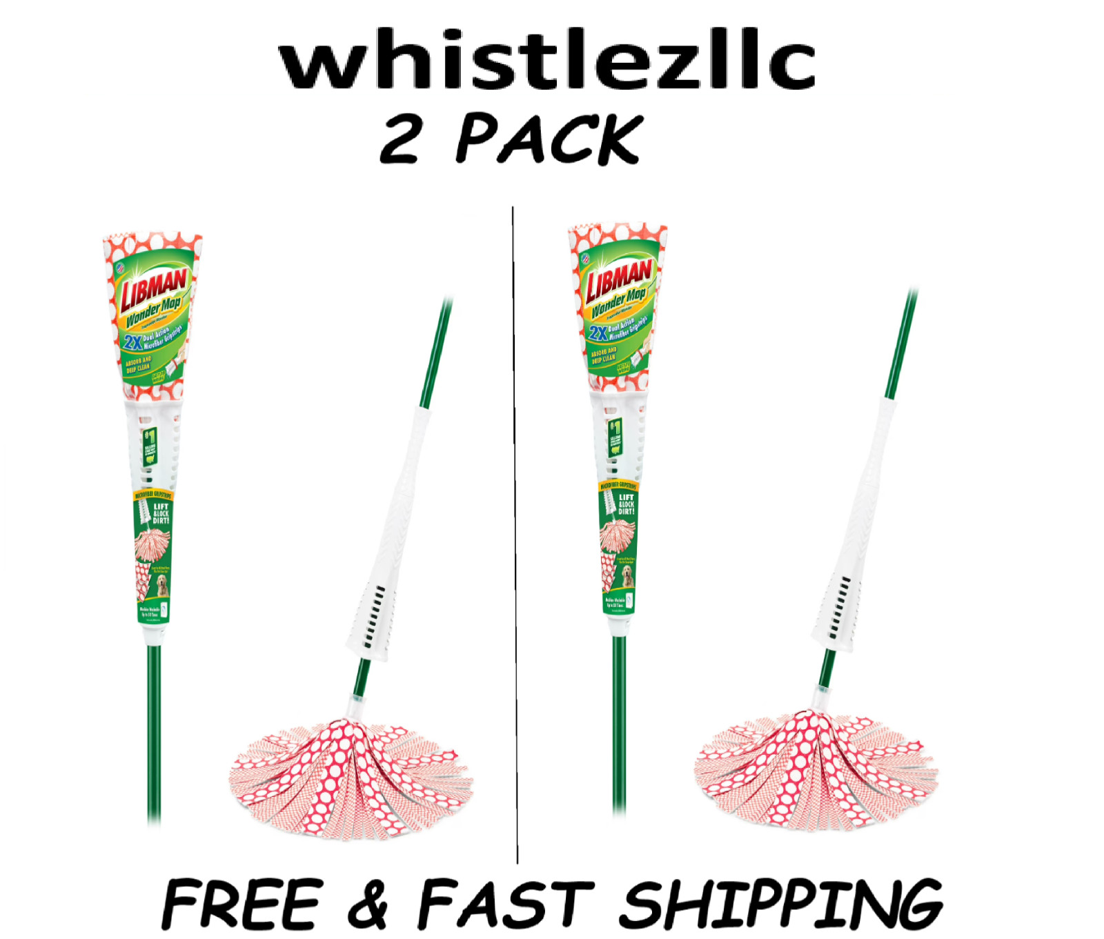 Libman Microfiber Wonder Mop with Green Steel Handle.(2 Pack)