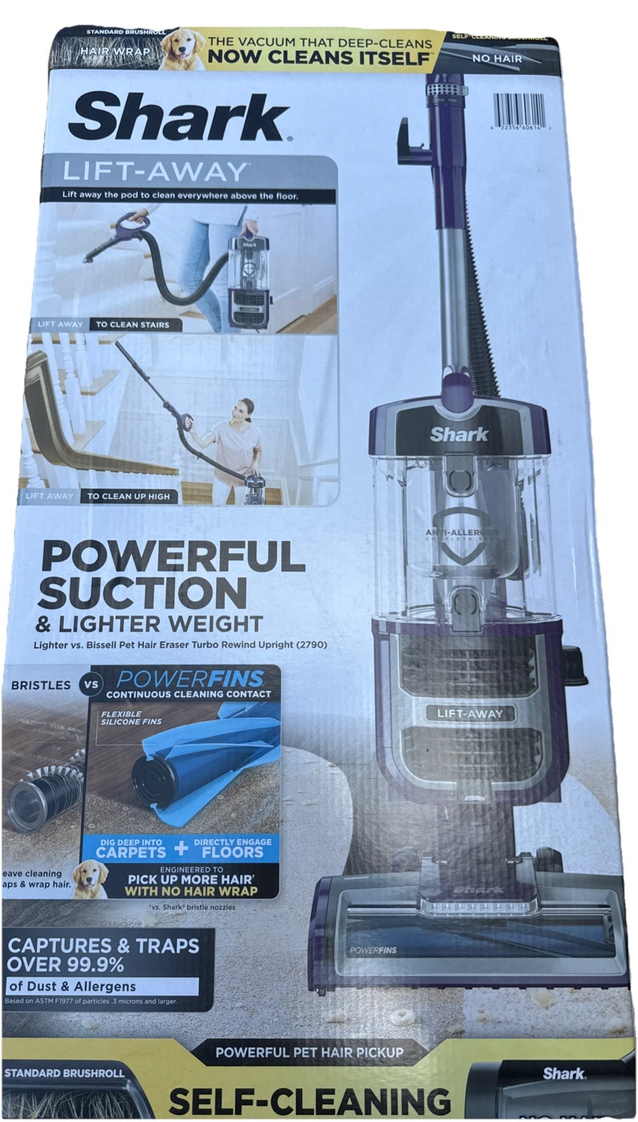 Shark Lift-Away ZD201 Powerfins Self-Cleaning Upright Vacuum, Eggplant
