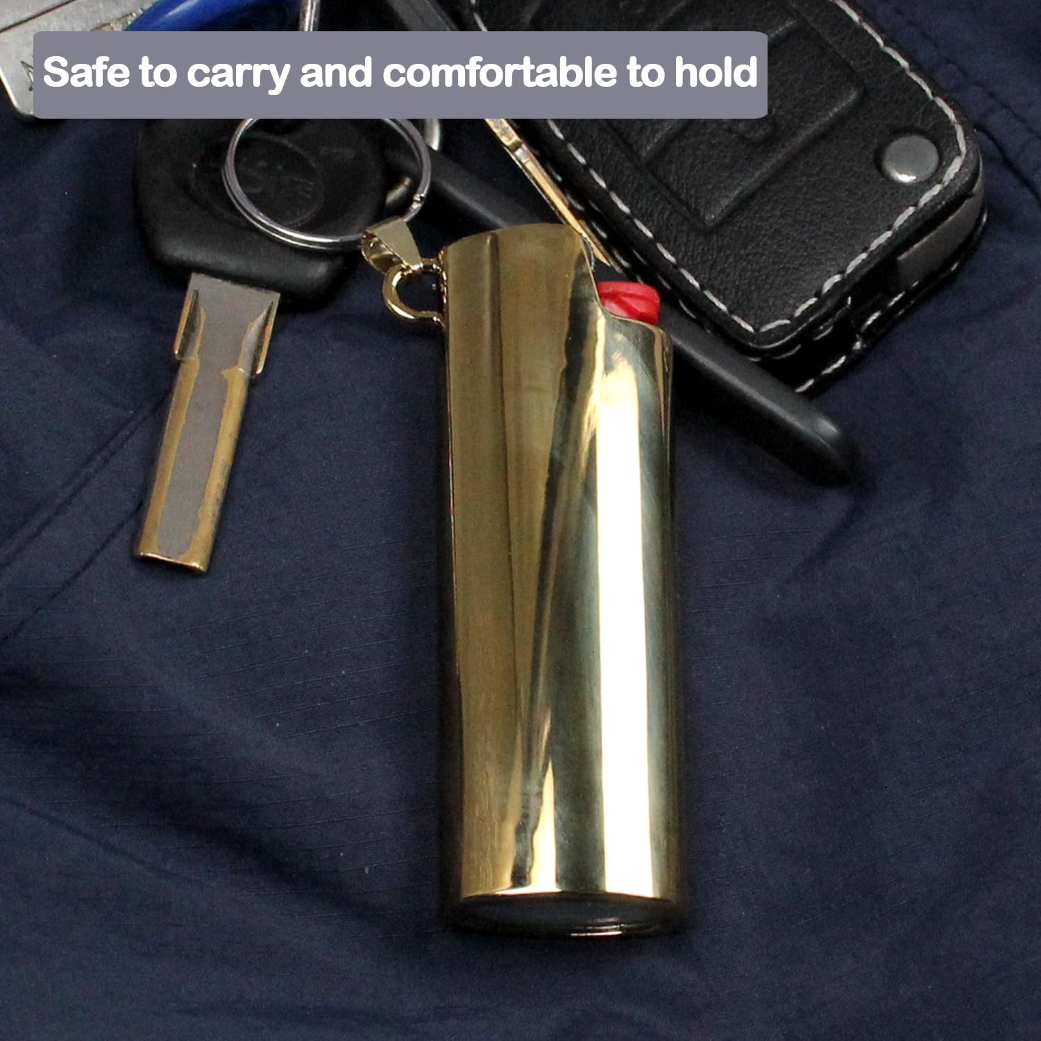 Metal J6 Lighter Case Cover Reusable for 3.14 x 1.1 x 0.7 inches, Mirror Gold