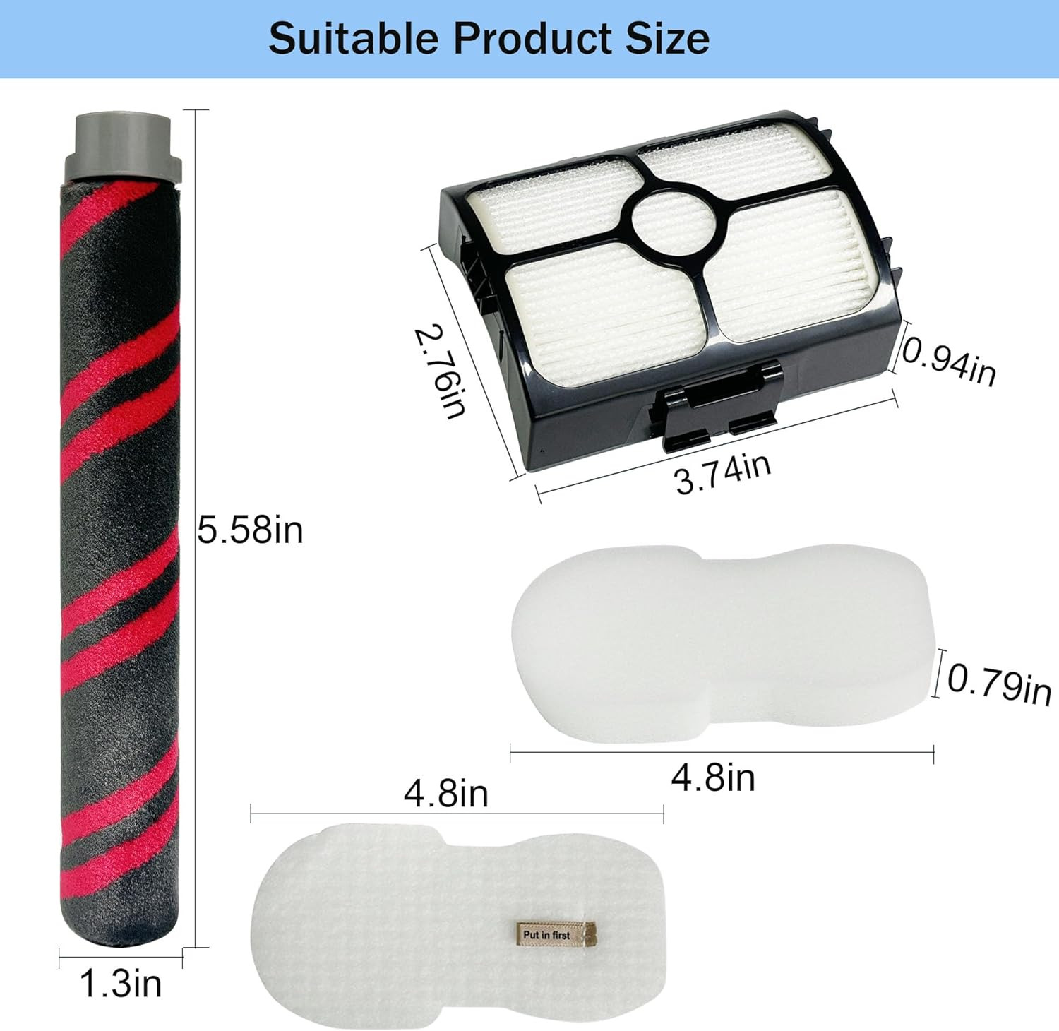 Replacement Brush Roller and Filter for Shark HZ3002/ HZ3000 Vacuum Cleaner- 1 B