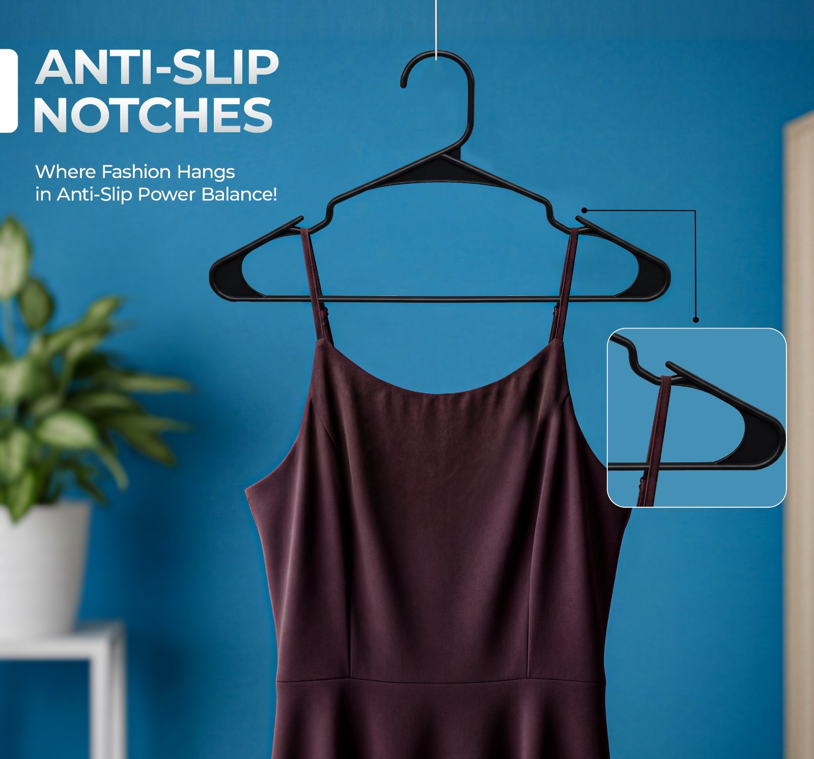 Heavy-Duty Non-Slip Plastic Clothes Hangers – 20/50 Pack, White & Black