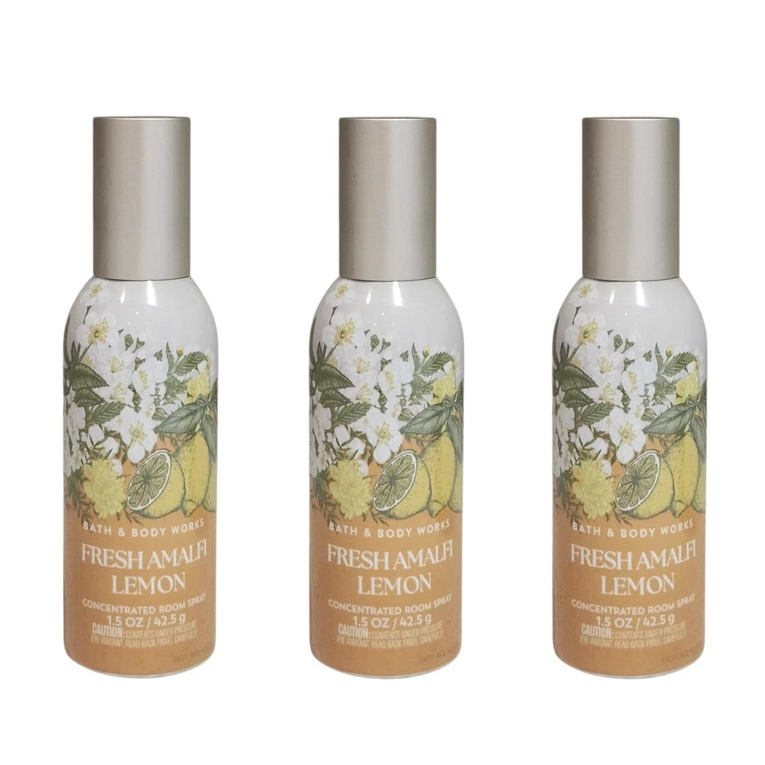 3x Bath & Body Works Fresh Amalfi Lemon Concentrated Room Sprays 1.5 oz each