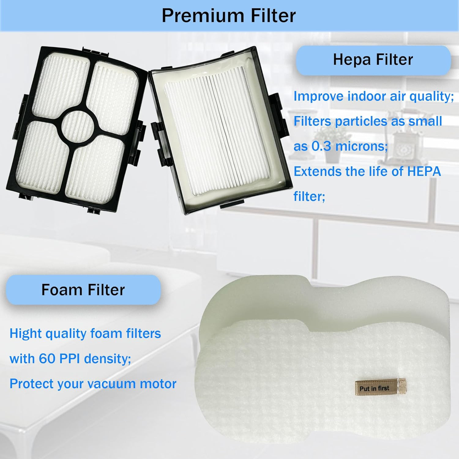 Replacement Brush Roller and Filter for Shark HZ3002/ HZ3000 Vacuum Cleaner- 1 B