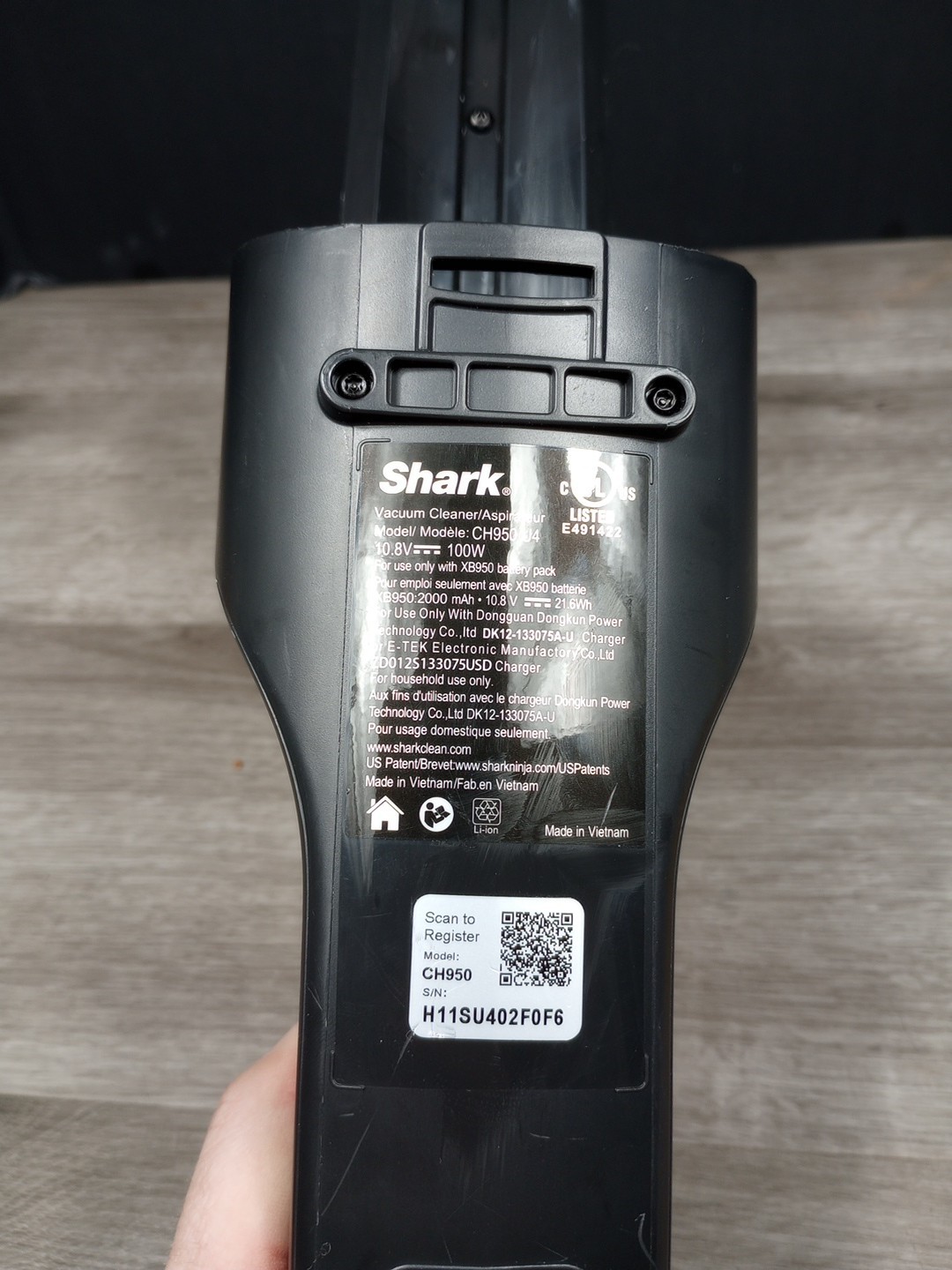 Shark CH950 Ultra Cyclone Cordless Hand Vacuum *Base Motor Unit Only W/ Battery*