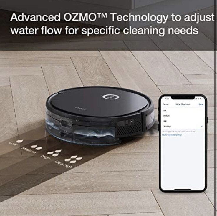 ECOVACS Robotics – DEEBOT OZMO U2 PRO Robotic Vacuum & Mop With Pet Care Kit BLK