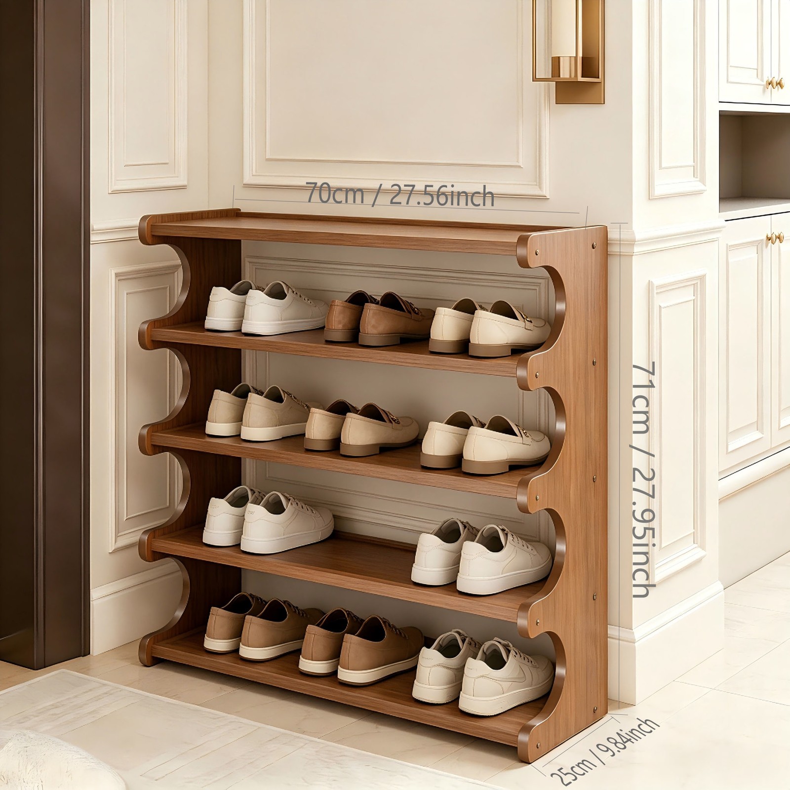 5 Tier Bamboo Shoe Rack Holds 15/24 Pairs of Shoes Space-Saving Shoe Rack Home